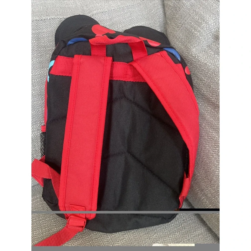 Disney Mickey Mouse Kids Backpack Red Black 3D Ears Fast Forward School Bag